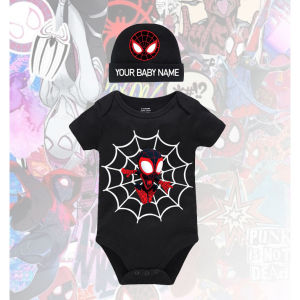 Spidey Baby Onesie Romper 2PC Superhero Theme Hero Baby Costume Short-Sleeved Clothes Free Custom Hat CUKA