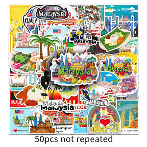 50pcs Travel Commemorative Malaysia Scenery Stickers Malacca Langkawi Kuala Lumpur Cartoon Graffiti Waterproof Decals Decorative Laptop Luggage DIY Stickers