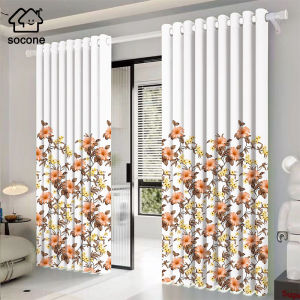 Socone Elegant Digital Printed Black Out Curtain with Rings 7FT Home Decor 2440