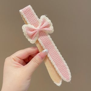 ผ้าโพกศีรษะแบบเกาหลีที่คาดผมแบบน่ารักสำหรับผู้หญิง ผ้าคาดผมแบบถักลายดอกไม้