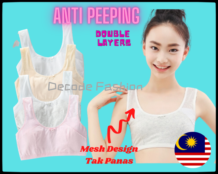 Anti Peeping Girls Teenager Bra Kids Cotton Bra Budak Perempuan Baju Dalam  Kanak Perempuan💗Ready Stock💗 双层夹棉背心