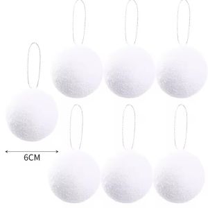 Christmas Snowballs White Foam Christmas Balls Ornaments for DIY Xmas Tree Hanging Pendant Ball New Year Party Home Decoration