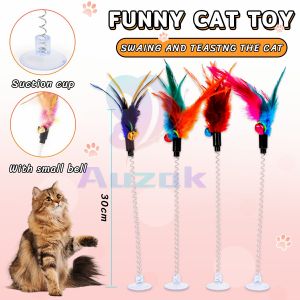 AUK. Pet Toy Cat Teaser Colorful Feather Stick Swing Funny Toys