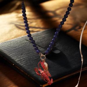 MillionGrid 2025 New Tôm Hùm Hạt Vòng Cổ Handmade Pha Lê Đính Cườm Men Đồ Trang Sức Đơn Giản Mặt Dây Chuyền Vòng Cổ Phụ Nữ Bãi Biển Kỳ Nghỉ Phụ Kiện