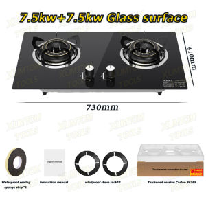 Liquefied gas stove 7.5kw Glass stoves glass gas stove gas stove burner set Dual burner LPG stoves double cooker Gas stove epoxy resin double burner Timer double oven gas stove 煤气炉/ 煤气灶双灶【Fast delivery +COD】