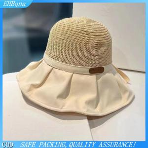 COD Phụ Nữ Xô Hat Mùa Hè UV Bảo Vệ Lớn Rộng vành Bãi Biển Mặt Trời Mũ Du Lịch Ngoài Trời Cung Panama Mũ Đuôi Ngựa Mũ