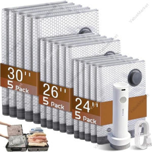 Travel Vacuum Compression Bag with Rechargeable Electric Pump Space Saving Storage Bag Reusable