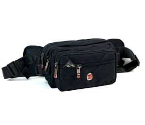 Chinatown Leather กระเป๋าคาดเอว ผ้า ผู้ชาย สะพายหน้าอก ผ้า สีดำ แบบซิปเยอะ หลายชั้น Dakar