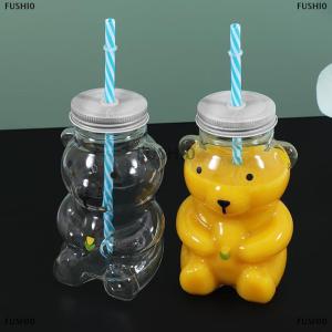 [COD] FUSHI0 Bear Cup Plastic Honeybear Straw Cup Plastic Cups With Lids And Straws Cute Mugs Bear Sippy Cups Coffee Beer Wine