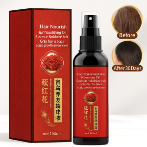 Herbal Hair Blackening Spray Saffron & Polygonum Multiflorum Extract Natural Black Hair Essence to Cover White Hair