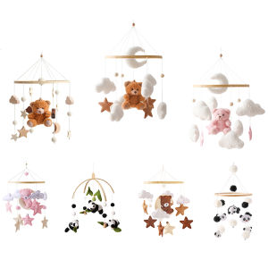 Baby Crib Cartoon Bear Mobile Rattle Toy January To December Hanging Bed Bell Newborn Soothing Toy Moving Musical Toy Baby Gift2026
