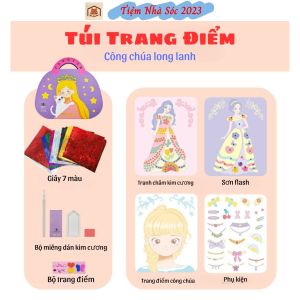 Đồ chơi túi xách trang điểm make up 4 in 1 tô vẽ cắt dán học trang điểm giúp bé thoả sức sáng tạo - Tiệm Nhà Sóc 2023