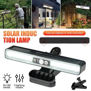 OOC 3 Light Modes Solar Clip Light Super Bright Human Body Sensing LED Solar Light Easy To Install Adjustable Angle Outdoor Courtyard Lamp Courtyard