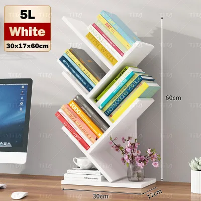 DIY Minimalist Wooden Display Bookshelf Mini Library Office Study Desktop Rack Storage Organizer