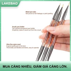 【LAKEBAO】 3Pcs Đôi Kết thúc 7 9 11Mm Lót Sơn Bàn Chải Móng Tay Nghệ Thuật Phẳng Vòng Vẽ Hoa DIY Cánh Hoa Bút Công Cụ