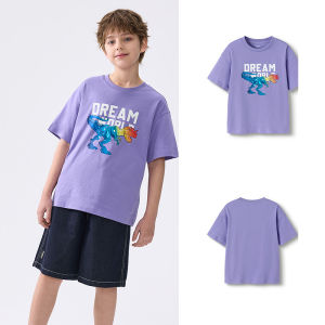 balabala Boys T-Shirt Cotton Quick-Dry White Basic Top Summer 2025