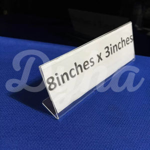 Clear Acrylic SLANT style [8inches x 3inches] and  [8inches x 4inches] Table Name Sign Holder 1pc Landscape One sided Display L-style
