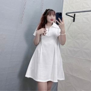 Đầm váy polo bigsize nữ dáng xuông xòe có khóe kéo cách điệu chât vải thun gân dành cho nàng chuppy từ 58-95 kg G98