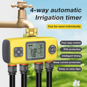 4 Zone Garden Water Timer Automatic/Manual Drip Irrigation Controller Rain Delay 4 Outlet Programmable Sprinkler System