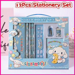 8Pcs Cartoon Stationery Set Pencil Notebook Ruler Pencil Sharpener Alat Tulis Kanak Birthday Gift