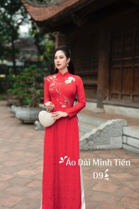 Áo Dài Chất Liệu Gấm Hoa Cao Cấp Họa Tiết Thêu Thủ Công Tỉ Mỉ - Mã D9
