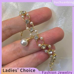 [COD] liuchuanbing Jewellery 2022 New Ngọt Ngào Lãng Mạn Ngọc Trai Rhinestone Crossed Vàng Colour Vòng Đeo Tay Thiết Lập Phụ Kiện Cho Womans Đảng Hàn Quốc Đồ Trang Sức Thời Trang