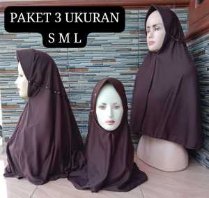 PAKET 3 UKURAN Kerudung Anak Sekolah TK SD SMP SMA Pita Samping Serut Renda