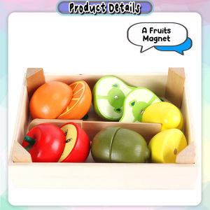 [iRojak] Vegetables Fruit Cutting Toys Wooden Toy Kitchen Pretend Play Set 水果切切乐玩具 Mainan Potong Buah - BT14