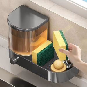 ODZ5L Có khay thoát nước Hộp đựng xà phòng gắn tường Với giá đỡ bọt biển Sức chứa lớn Bình đựng xà phòng rửa tay Chịu tải lớn Không thấm nước Hộp đựng nước rửa tay Phòng tắm