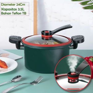Panci Presto Teflon Pressure Cooker Pot Totipotent Anti Lengket SX GZ-000015 Hijau 3.5 Liter