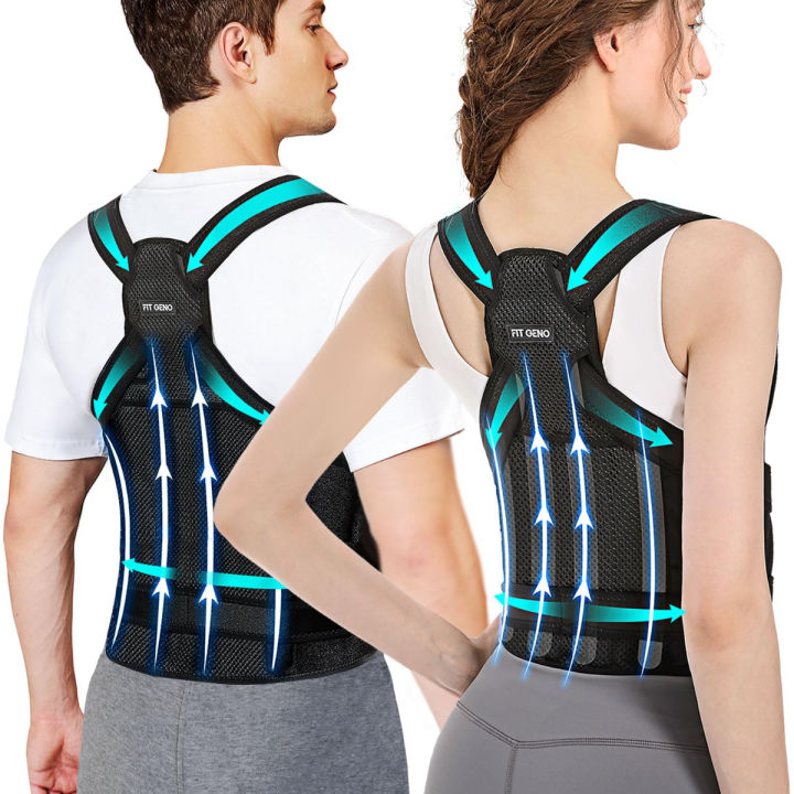 Fit Geno Back Brace Posture Corrector for Women and Men, Back Straightener Posture  Corrector, Scoliosis and Hunchback Correction, Back Pain, Spine Corrector,  Support, Adjustable Posture Trainer, Small (Waist 26-34 inch)