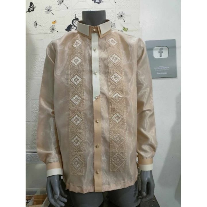 Modern Barong Tagalog Beige color ( Full open series ) | Lazada PH