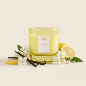 MAD Sunshine 200g Aromatherapy Candle – Vibrant Citrus Jasmine Vanilla Musk Scent with Glass Holder