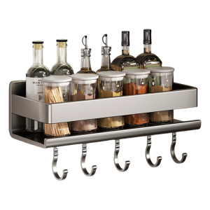 Fashionable Kitchen Wall Organizers Without Drilling Single Tiers Storage Rack with Hanging Solution Hook