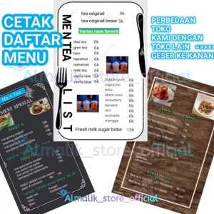 CETAK DAFTAR MENU MINUMAN KEKINIAN MAKANAN CAFE RESTORAN WARUNG / Hidangan Pembuka Dan Penutup A4 BISA COD MURAH Stiker dinding