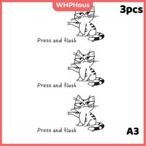 WHPHous 1 3pcs Cartoon Cat Toilet Sticker -  Press And Flush  Bathroom Decor Self-Adhesive PVC Wall Decal For Toilets And Bathtubs