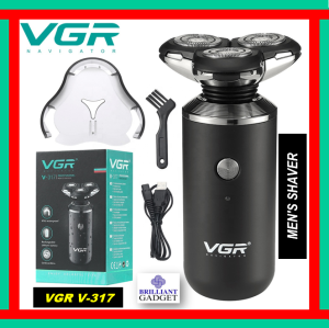 [ORI] VGR Shaver V317 Model Beard Trimmer Beard Cutting Machine Professional Mens Shaver USB Rechargeable 3 Cutting Blades