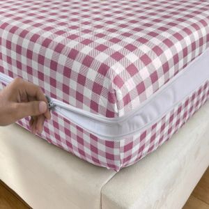 M&A ONLINE SHOP | HOTEL QUALITY FOAM/BED COVER GINGHAM/CHECKERED PRINT WITH FULL ZIPPER - CANADIAN COTTON