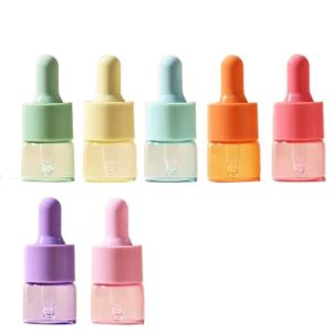 Y2K2 7 Pcs รีฟิล ชุดขวดหยดขนาดเล็ก สีมาการอง ว่างเปล่า ขวดแก้วน้ำมันหอมระเหย หลากสี การปิดผนึก ภาชนะบรรจุน้ำหอม คอสเมติก