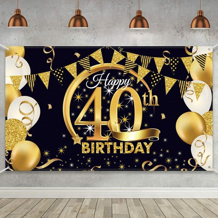 HF 30th 40th 50th 60th Birthday Party Decoration Backdrop Banner Black ...