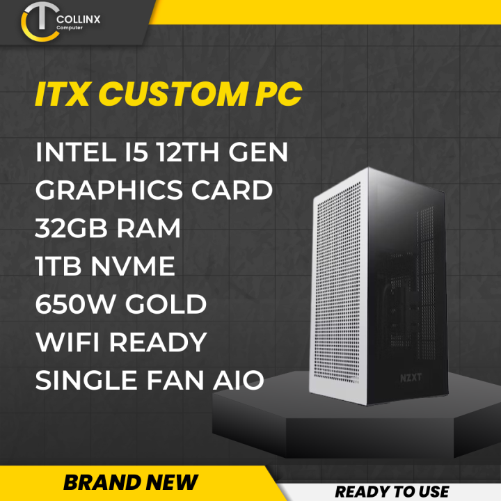 ITX MINI PC BUILD O INTEL CORE I5 12TH GEN DESKTOP 32GB RAM NVIDIA  RTX RX GPU READY TO USE PLUG AND PLAY WORK ONLINE (COLLINX COMPUTER)