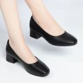 Korean Style Mid-Heel Block heels shoes for women Non-Slip Office Heels for women. 