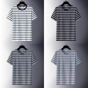 Kaospolos - Kaos stripe pria salur belang belang lengan pendek | atasan garis garis distro casual t shirt L XL