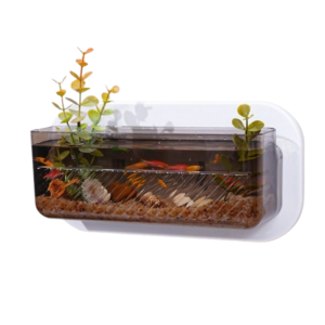 YERZ Punch Free Wall-mounted Plastic Vase Clear Creative Wall Hanging Fish Tank Plant Pot Detachable Hydroponic Flower Pot Office
