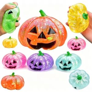 Glitter Squishy Toys Pumpkin Ghost Eyeball Stress Relief Squeeze Toy Kids Halloween Gift
