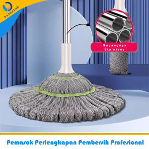 BARU Super Ultra1set Twist Mop alat kain lap pel lantai otomatis peras pelan lantai putar