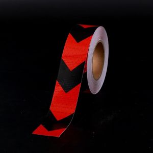 2.5CM*3M/5CM*3M Waterproof Arrow Reflective Car Stickers Red-Black Adhesive High Visibility Caution Warning Safety Tape Reflectors Strips