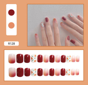 【With Glue】Nail Fake With Glue 24Pcs Fake Nails with glue Matte Nail Art Ballet Tip Long Nail French Fake Nail COD
