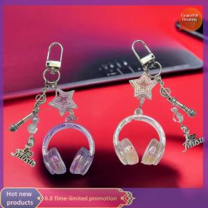 Graceful 1 Piece Mini Headset Pendant Y2K Cool Music Festival Earphone Keychain Note Star Mobile Phone Chain Jewelry Accessories