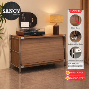 SANCY Modern Minimalist Flip Door Storage Cabinet with Open Shelves & Metal Frame Kabinet Simpanan - Fulfilled by SANCY